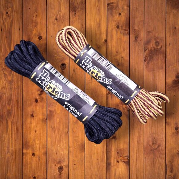 Dr Martens Shoes Laces Air Wair Lot of 2 Original (brown & yellow) and (black) - Picture 1 of 2